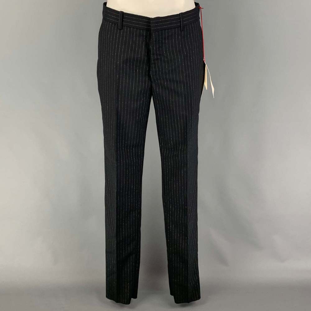 ALEXANDER MCQUEEN Black Silver Stripe Wool Blend Notch Lapel Suit - Picture 5 of 12
